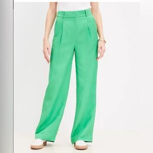 LOFT Green Wide Leg Pants High Waisted
